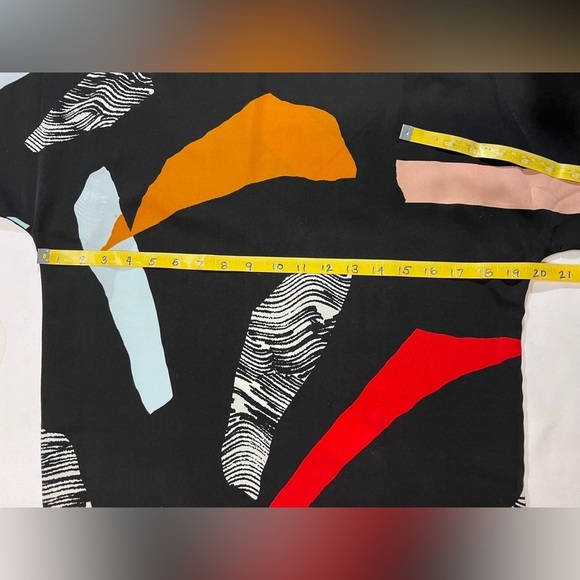 🛍️BAR III Black with red and orange abstract print shirt dress size‎ XS. - Picture 10 of 11